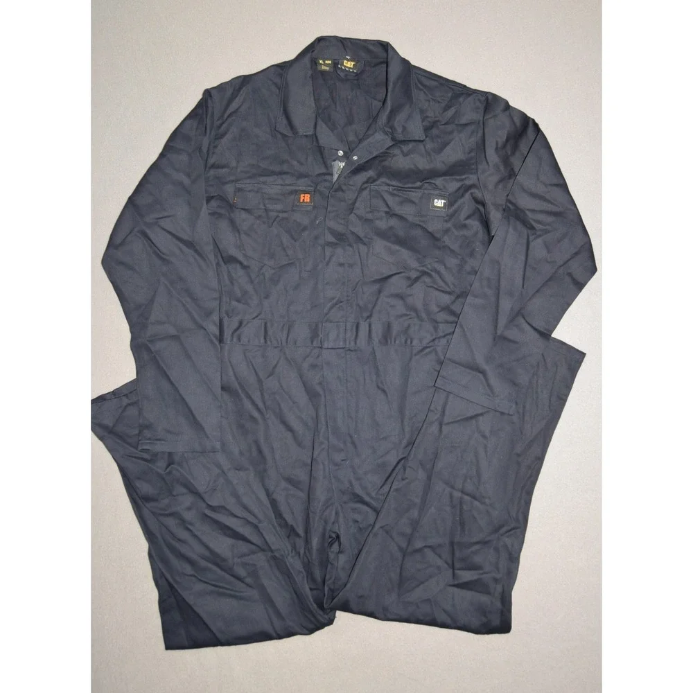 Caterpillar Coveralls Mens XL Navy Flame Resistant Jumpsuit Workwear CAT NEW
